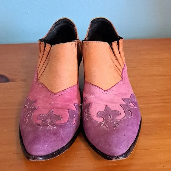 Circle S Brand Western Suede Shoes Colorful Size 7.5M - Picture 2 of 7